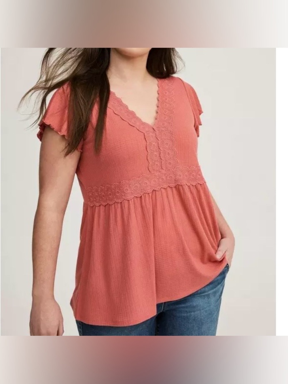 NWT Torrid V-Neck Lace Up Cottage Babydoll Top Size 4X
